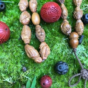 Custom bead lots: Buddhas, coral, zodiac